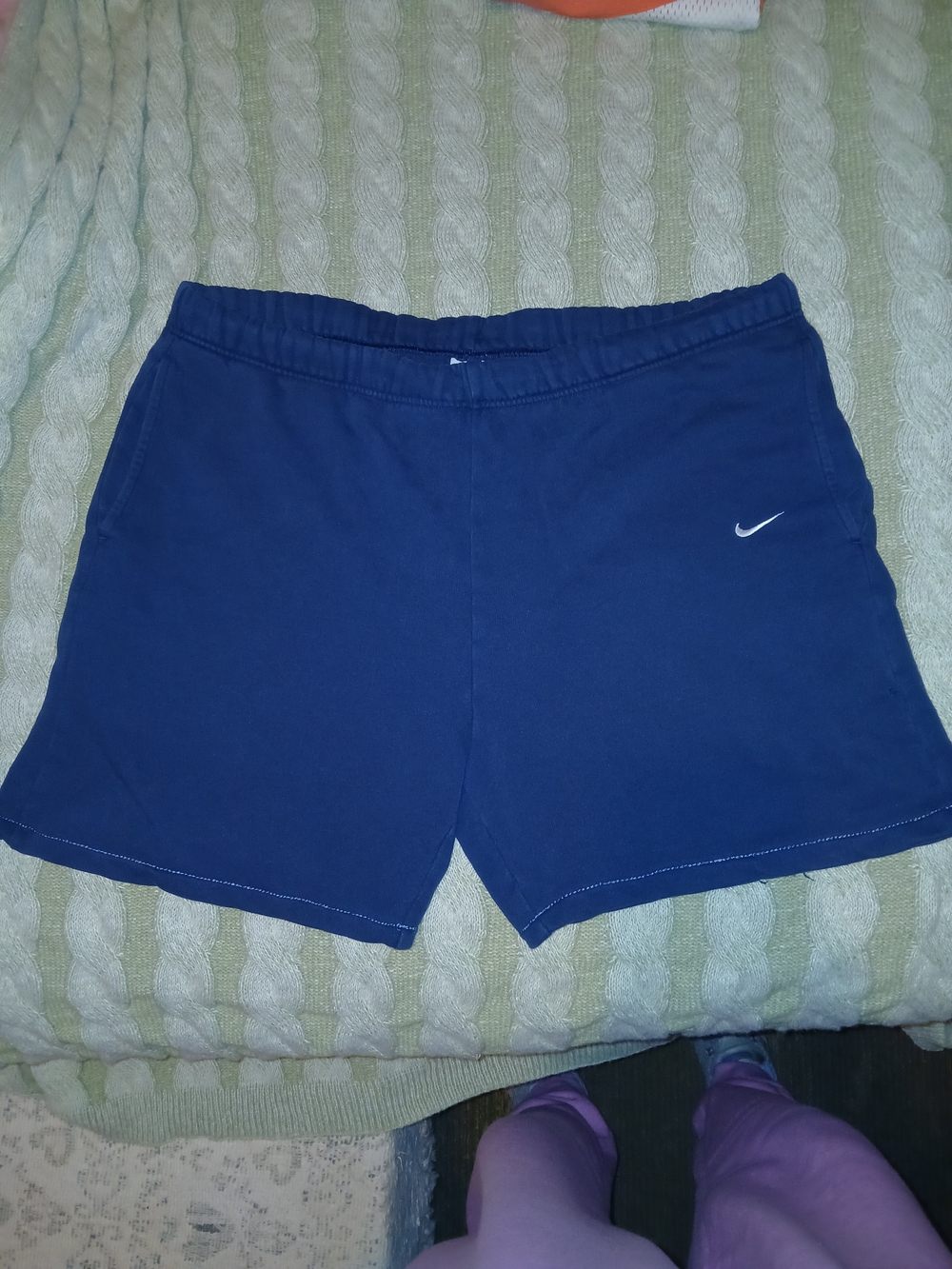 Nike MENS XL Blue Fleece Shorts with White Swoosh